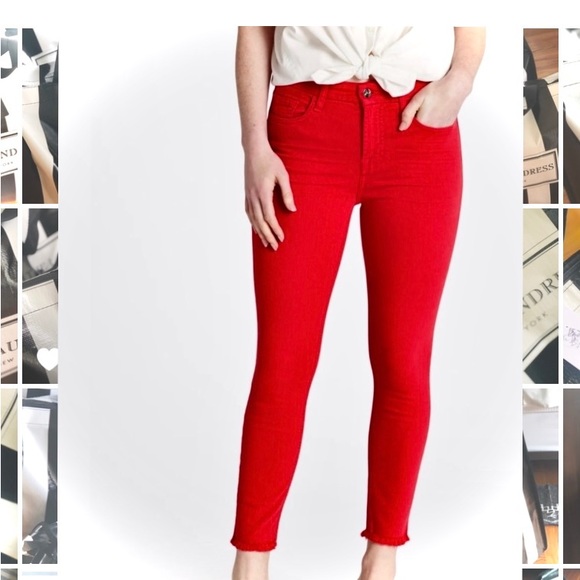 7 FOR ALL MANKIND | 28 | Frayed Hem Cigarette Skinny Cotton High Cropped Jeans - Picture 3 of 15
